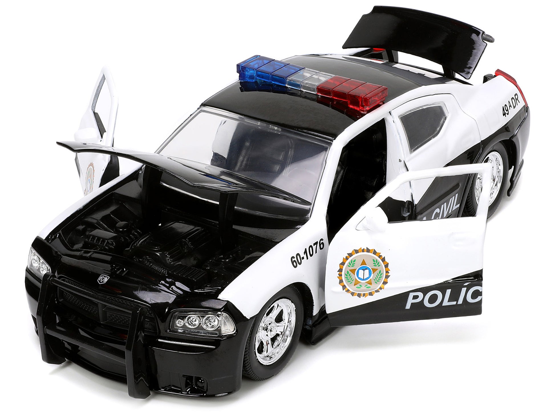 2006 Dodge Charger Police Black and White "Policia Civil" "Fast & Furious" Series 1/24 Diecast Model Car by Jada-DiecastModeler.com