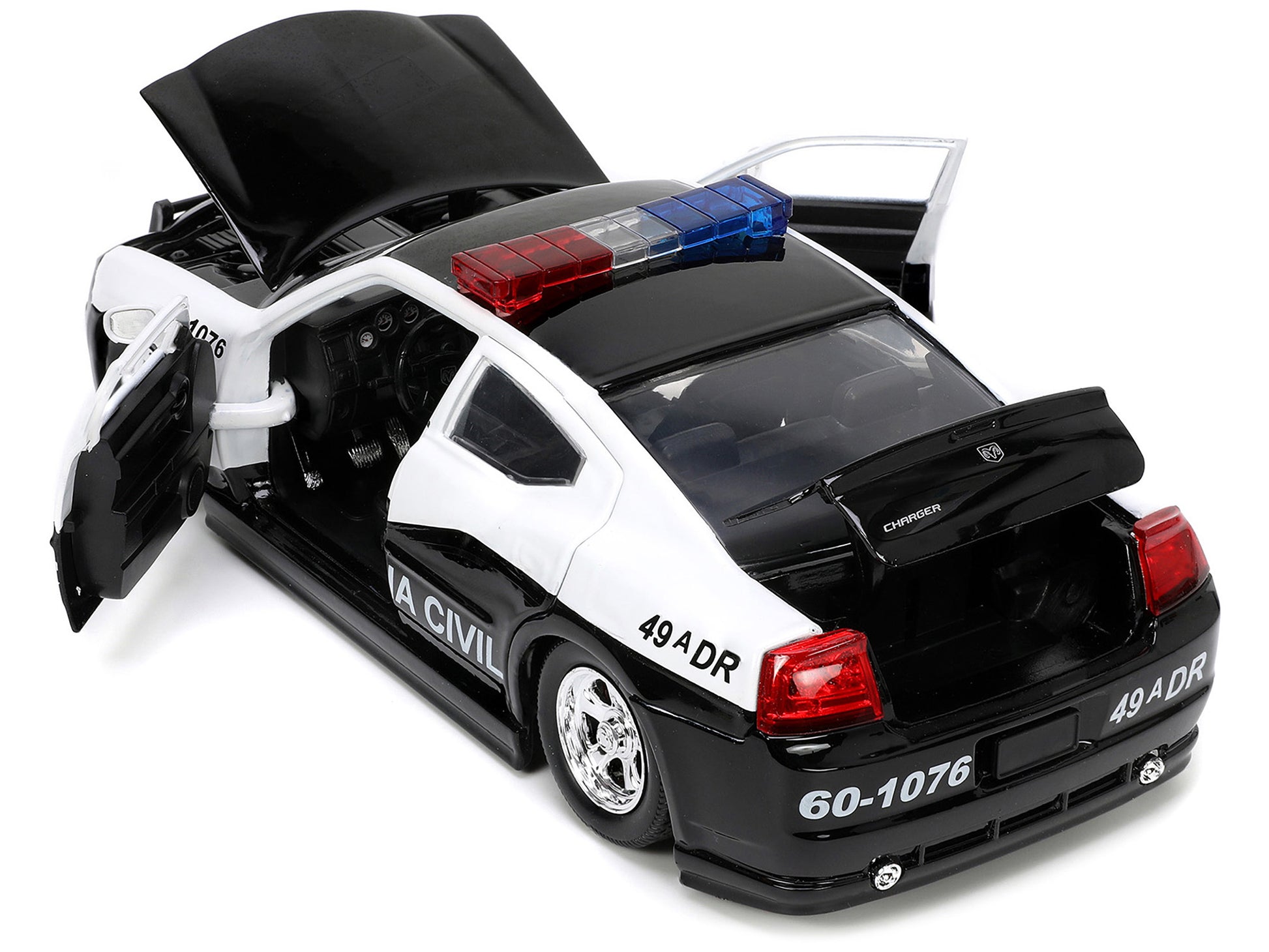 2006 Dodge Charger Police Black and White "Policia Civil" "Fast & Furious" Series 1/24 Diecast Model Car by Jada-DiecastModeler.com
