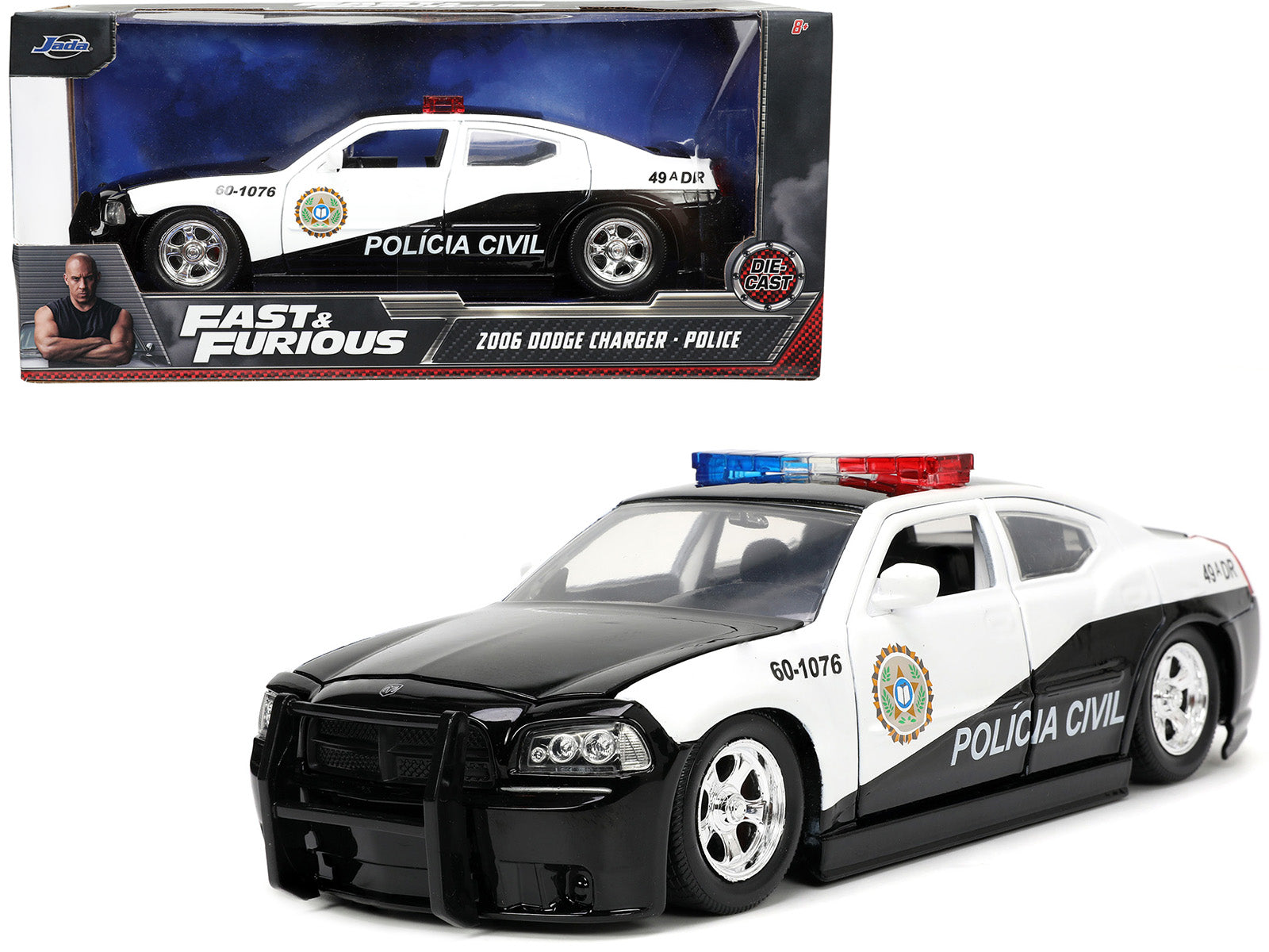 2006 Dodge Charger Police Black and White "Policia Civil" "Fast & Furious" Series 1/24 Diecast Model Car by Jada-DiecastModeler.com