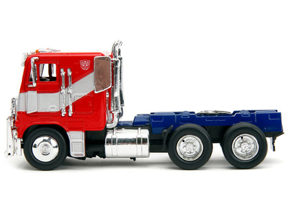 Optimus Prime Tractor Truck Red and Blue with Silver Stripes "Transformers: Rise of the Beasts" (2023) Movie "Hollywood Rides" Series 1/32 Diecast Model Car by Jada-DiecastModeler.com