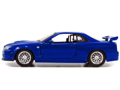 Brian's Nissan Skyline GT-R R34 Blue "Fast & Furious" Movie 1/32 Diecast Car Model by Jada