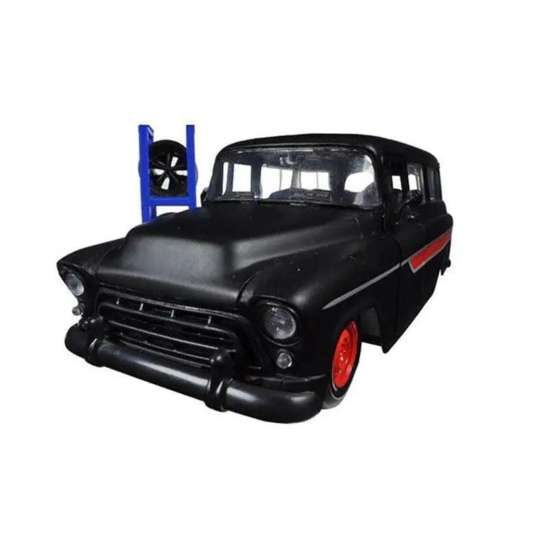 Jada Just Trucks - 1957 Chevy Suburban (Primer Black/Red) 1:24-DiecastModeler.com