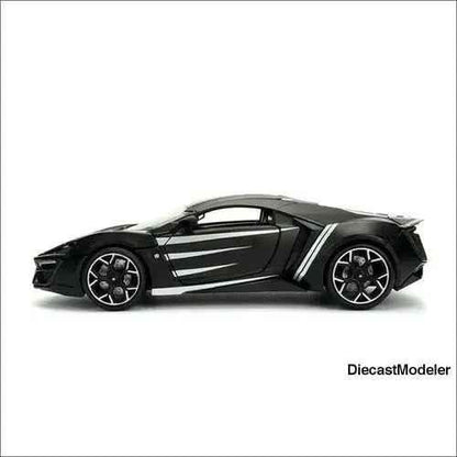 Jada Toys - Metals Die Cast | Lykan Hypersport with Black Panther figure (1/24)-DiecastModeler.com
