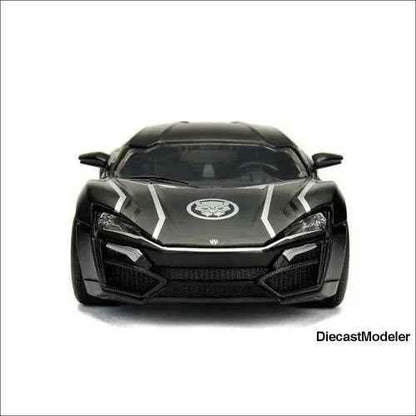 Jada Toys - Metals Die Cast | Lykan Hypersport with Black Panther figure (1/24)-DiecastModeler.com
