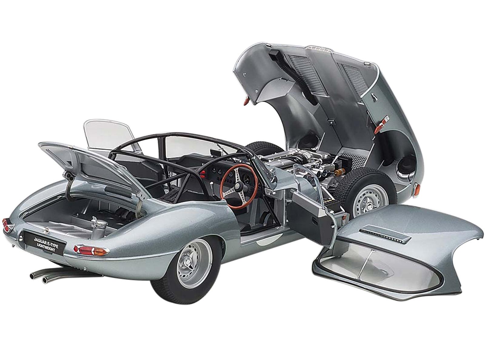 Jaguar Lightweight E Type Roadster RHD (Right Hand Drive) Dark Silver 1/18 Model Car by Autoart-DiecastModeler.com