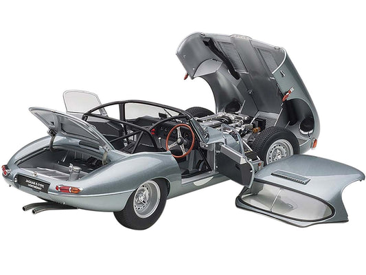 Jaguar Lightweight E Type Roadster RHD (Right Hand Drive) Dark Silver 1/18 Model Car by Autoart-DiecastModeler.com