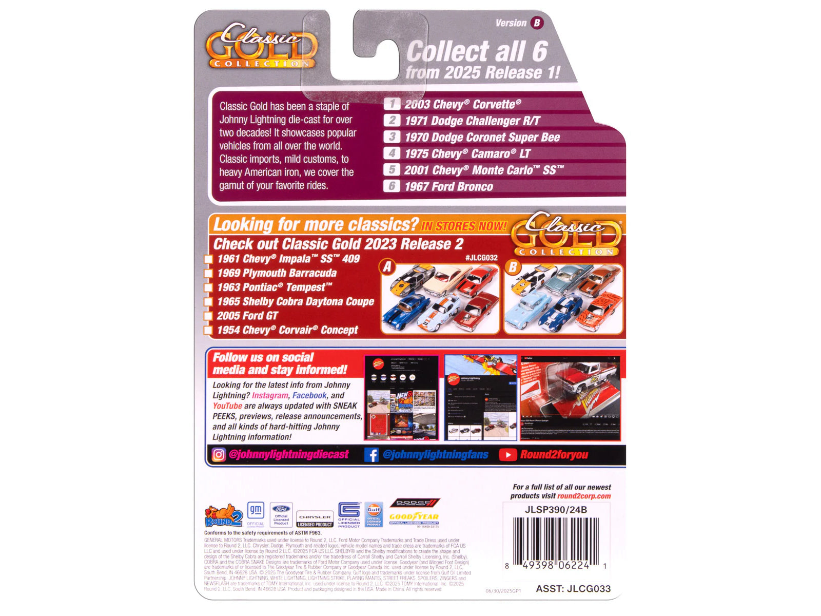 1970 Dodge Coronet Super Bee #1 "David Kruk" Banana Yellow with Black Stripes and Top "Classic Gold Collection" 1/64 Diecast Model Car by Johnny Lightning-DiecastModeler.com