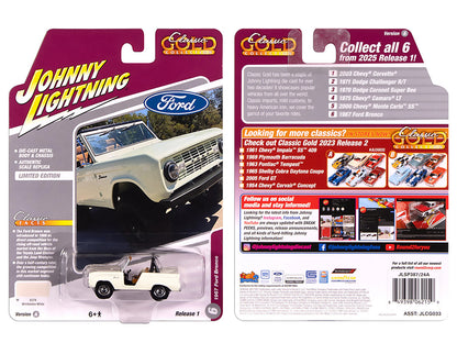 1967 Ford Bronco Wimbledon White "Classic Gold Collection" 1/64 Diecast Model Car by Johnny Lightning-DiecastModeler.com