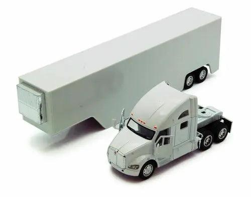 Kinsmart - Kenworth T700 Container Truck (1/68 scale die cast model car, White) (DISC) w/ free (chipped on bottom display case.-DiecastModeler.com