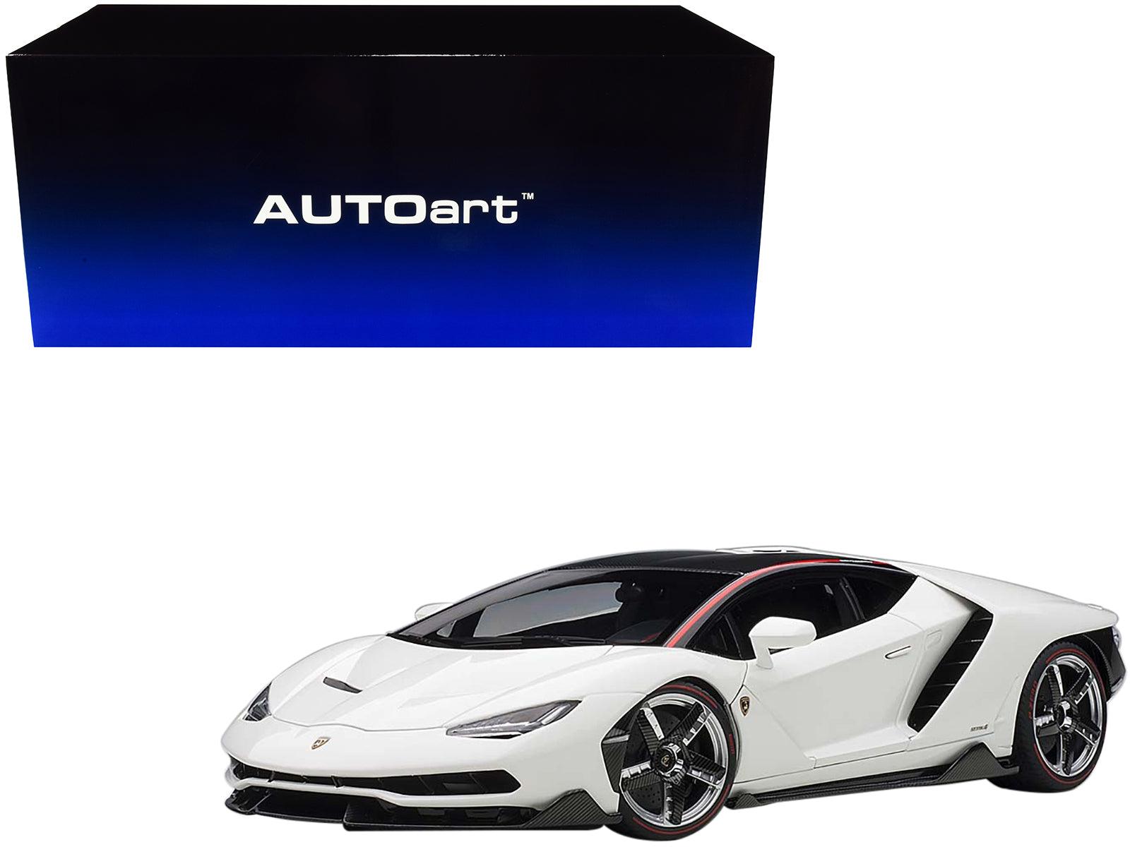 Lamborghini Centenario Bianci Isis / Solid White with Carbon Top 1/18 Model Car by Autoart-DiecastModeler.com