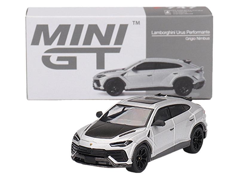 Lamborghini Urus Performante Grigio Nimbus Gray Metallic with Carbon Hood Limited Edition to 5400 pieces Worldwide 1/64 Diecast Model Car by Mini GT-DiecastModeler.com