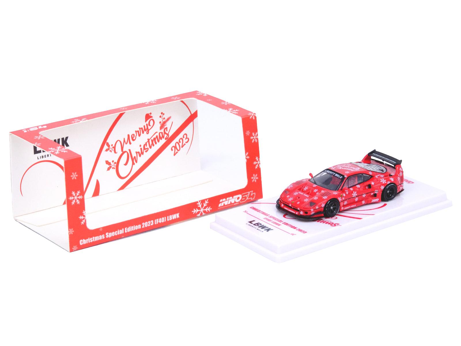 LBWK (Liberty Walk) F40 Red with Graphics "Christmas 2023 Special Edition" 1/64 Diecast Model Car by Inno Models-DiecastModeler.com
