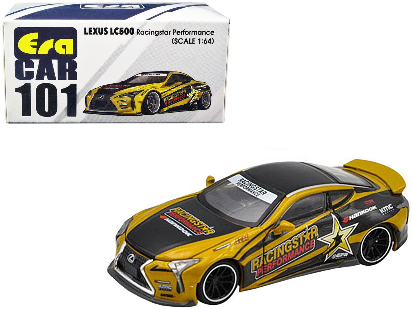 Lexus LC500 RHD (Right Hand Drive) Black and Gold "Racingstar Performance" 1/64 Diecast Model Car by Era Car-DiecastModeler.com
