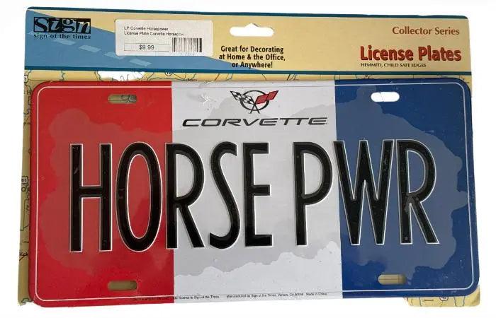 License Plate: Corvette Horse PWR Sign-DiecastModeler.com