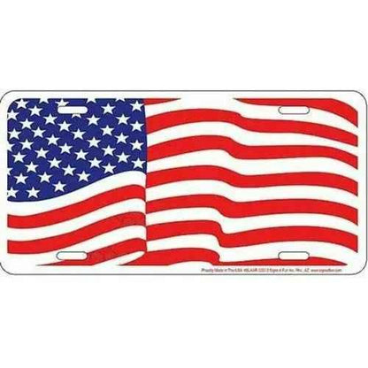 License Plate: US Flag Waving Sign-DiecastModeler.com