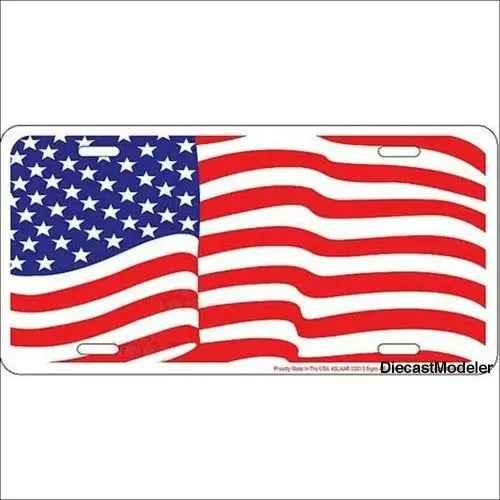 License Plate: US Flag Waving Sign-DiecastModeler.com
