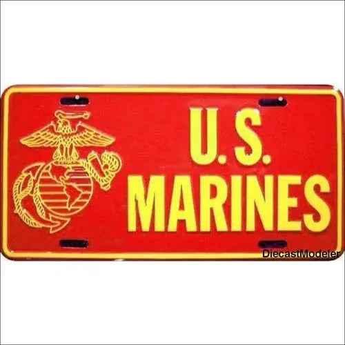 License Plate: US Marines Red Sign-DiecastModeler.com