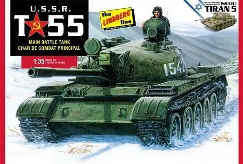 Lindberg USSR T-55 Battle Tank 1:35 Scale Model Kit-DiecastModeler.com