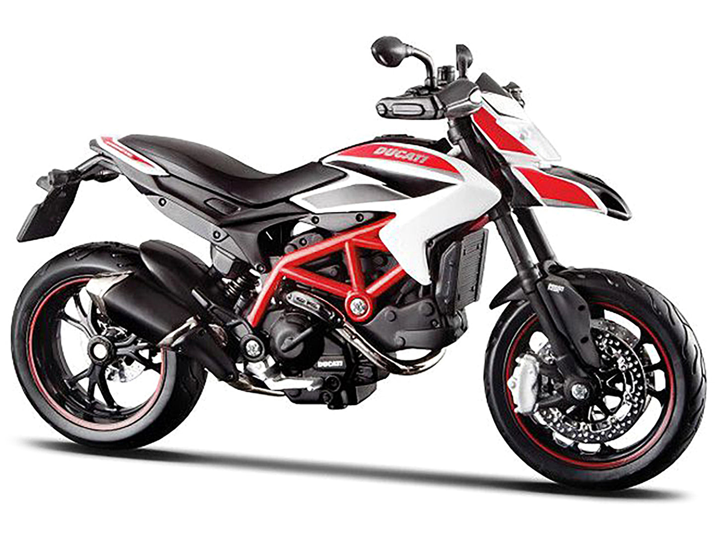 2013 Ducati Hypermotard SP White with Black and Red Stripes 1/12 Diecast Motorcycle Model by Maisto