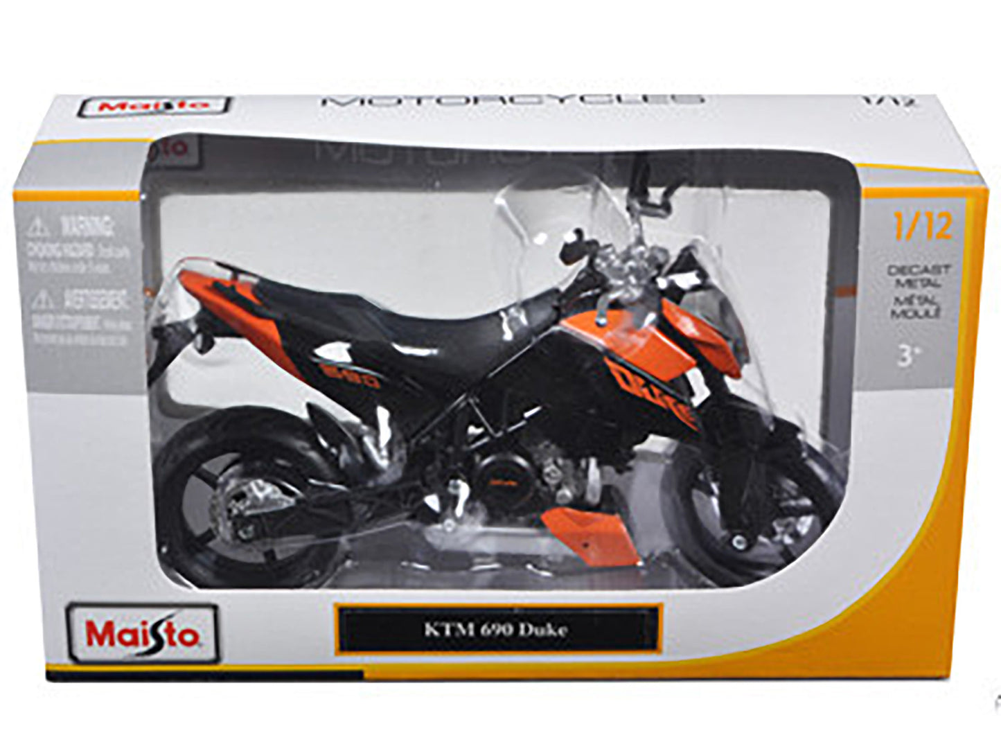 KTM 690 Duke Orange and Black 1/12 Diecast Motorcycle Model by Maisto