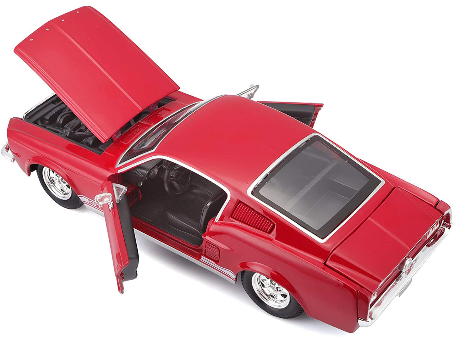 1967 Ford Mustang GT Red with White Stripes 1/24 Diecast Model Car by Maisto
