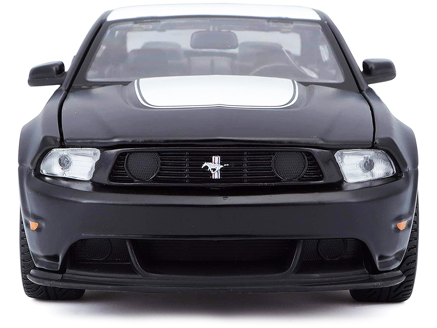 2012 Ford Mustang Boss 302 Matt Black and White 1/24 Diecast Model Car by Maisto-DiecastModeler.com