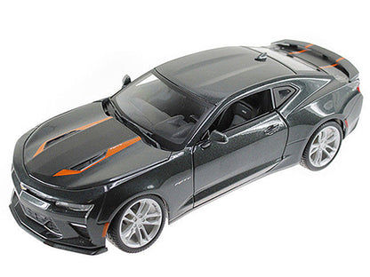 2017 Chevrolet Camaro SS Gray Metallic with Orange Stripes "50th Anniversary" "Special Edition" Series 1/18 Diecast Model Car by Maisto