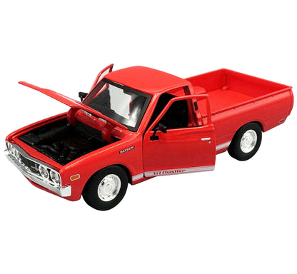 1973 Datsun 620 Pickup Truck "Li'l Hustler" Red with White Stripes "Special Edition" Series 1/24 Diecast Model Car by Maisto