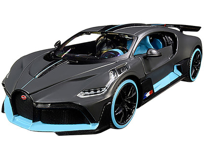 Bugatti Divo Satin Charcoal Gray with Carbon and Blue Accents "Special Edition" 1/24 Diecast Model Car by Maisto