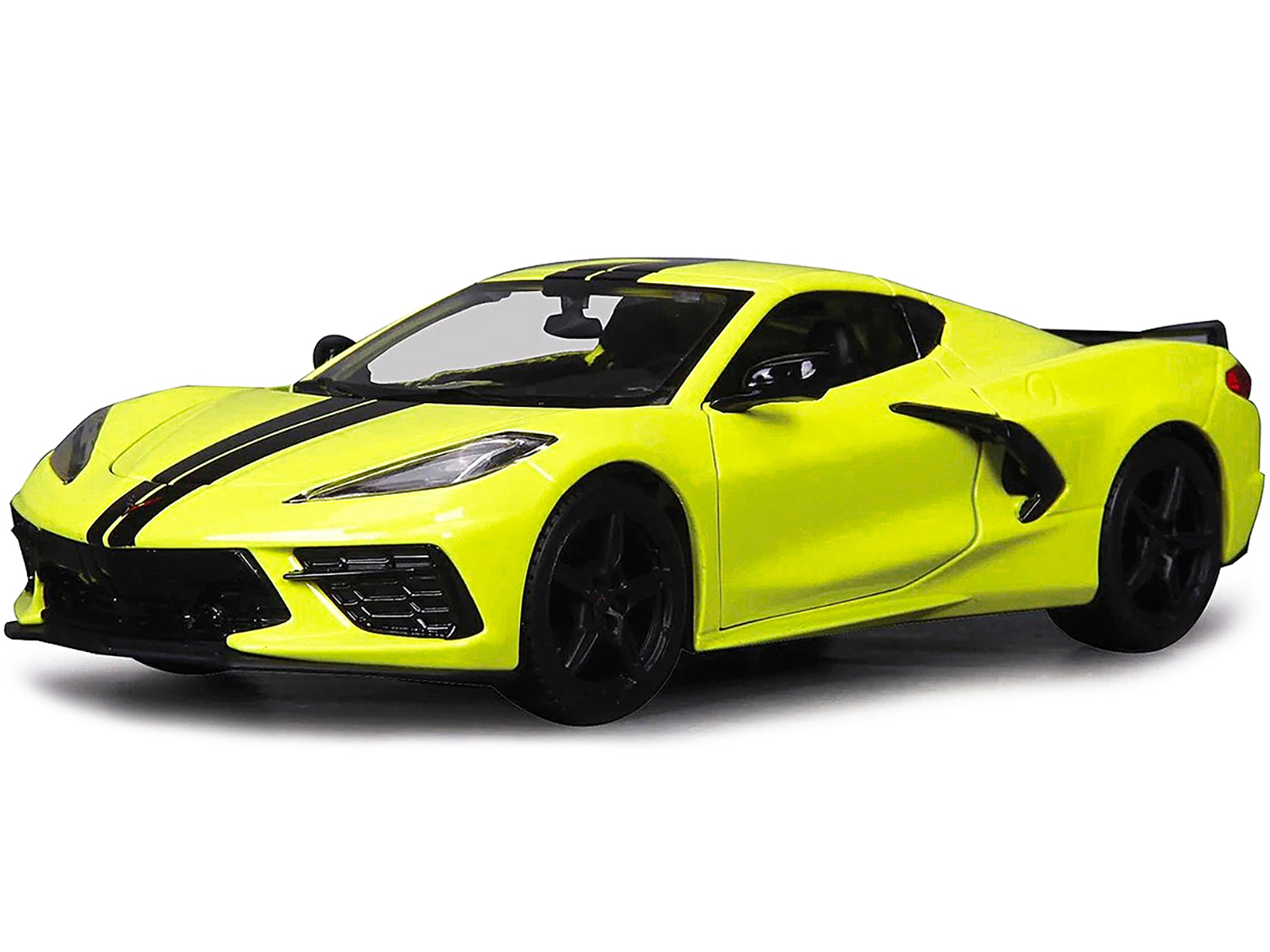 2020 Chevrolet Corvette Stingray Z51 Coupe Yellow with Black Stripes 1/24 Diecast Model Car by Maisto-DiecastModeler.com