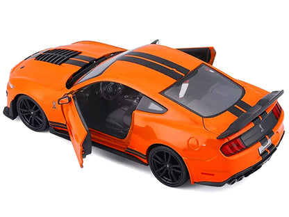 2020 Ford Mustang Shelby GT500 Bright Orange with Black Stripes 1/24 Diecast Model Car by Maisto