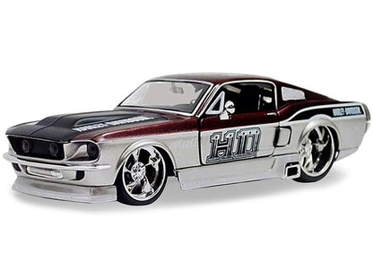 1967 Ford Mustang GT Red and Silver "Harley Davidson" 1/24 Diecast Model Car by Maisto