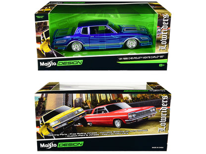 1986 Chevrolet Monte Carlo SS Lowrider Candy Blue with Graphics "Lowriders" Series 1/24 Diecast Model Car by Maisto