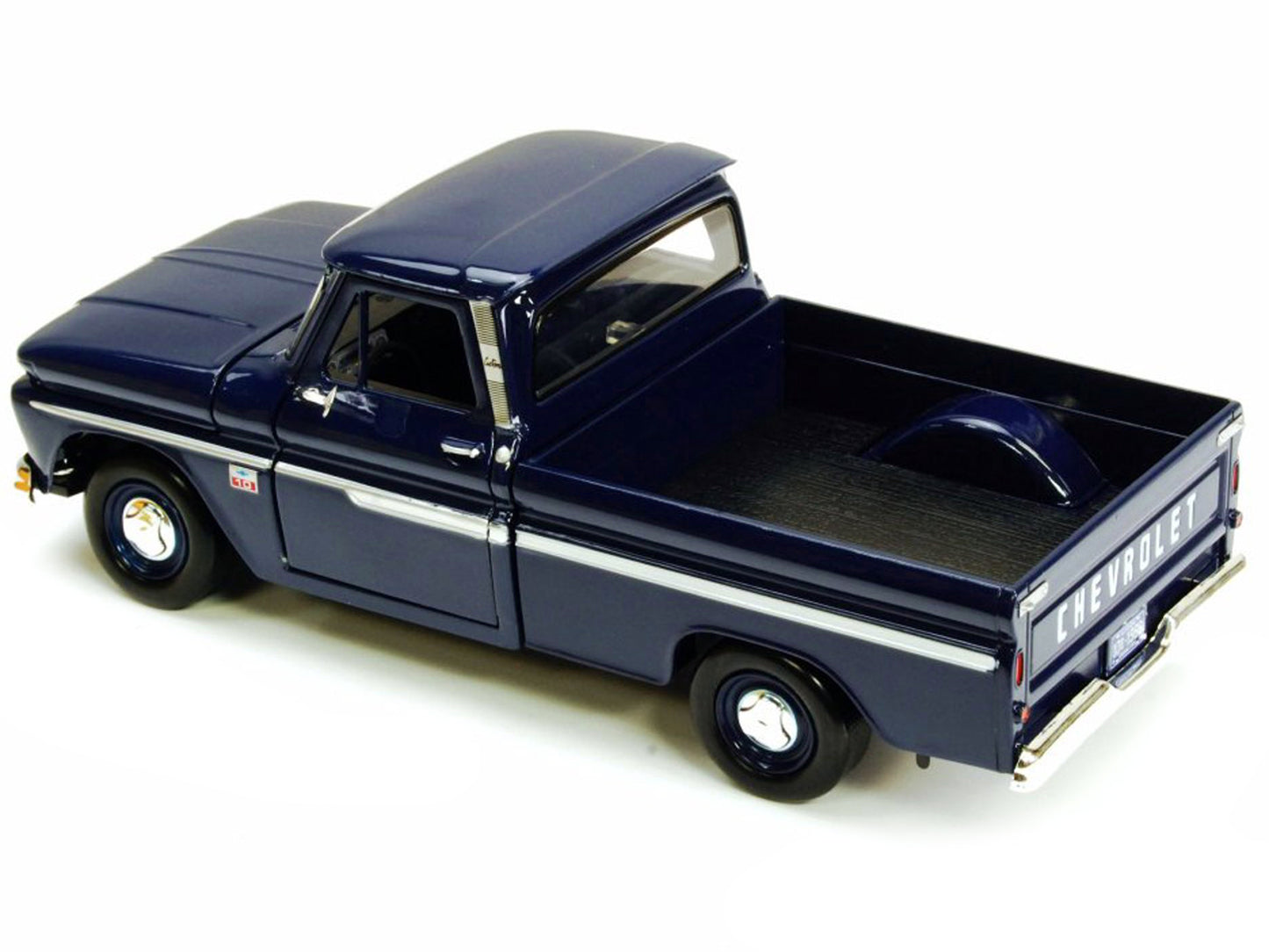 1966 Chevrolet C10 Fleetside Pickup Truck Dark Blue 1/24 Diecast Car Model by Motormax-DiecastModeler.com