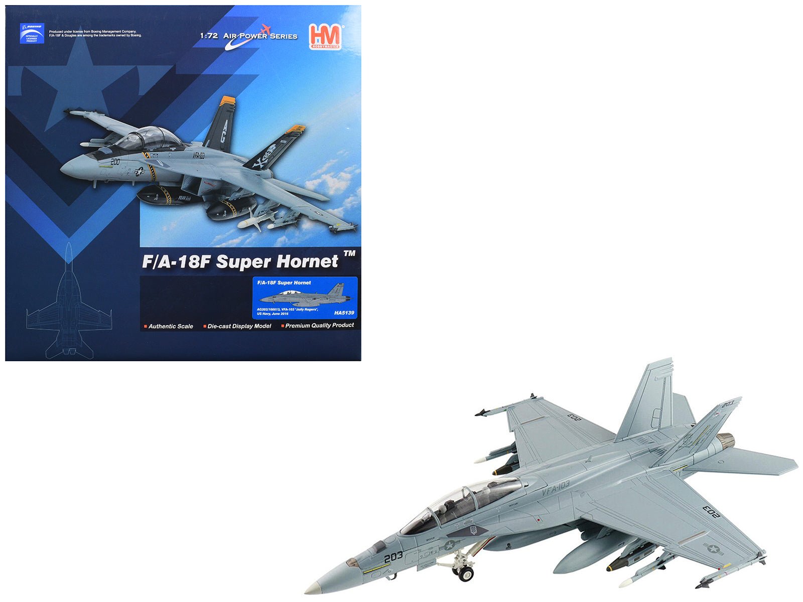 McDonnell Douglas F/A-18F Super Hornet Aircraft "VFA-103 Jolly Rogers USS Harry S. Truman" (2016) United States Navy "Air Power Series" 1/72 Diecast Model by Hobby Master-DiecastModeler.com