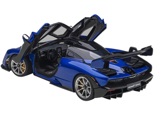 Mclaren Senna Trophy Kyanos Blue and Black with Carbon Accents 1/18 Model Car by Autoart-DiecastModeler.com