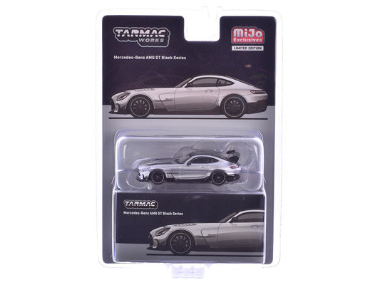 Mercedes-Benz AMG GT Black Series Silver Metallic with Black Hood Stripes and Top "Global64" Series 1/64 Diecast Model by Tarmac Works-DiecastModeler.com