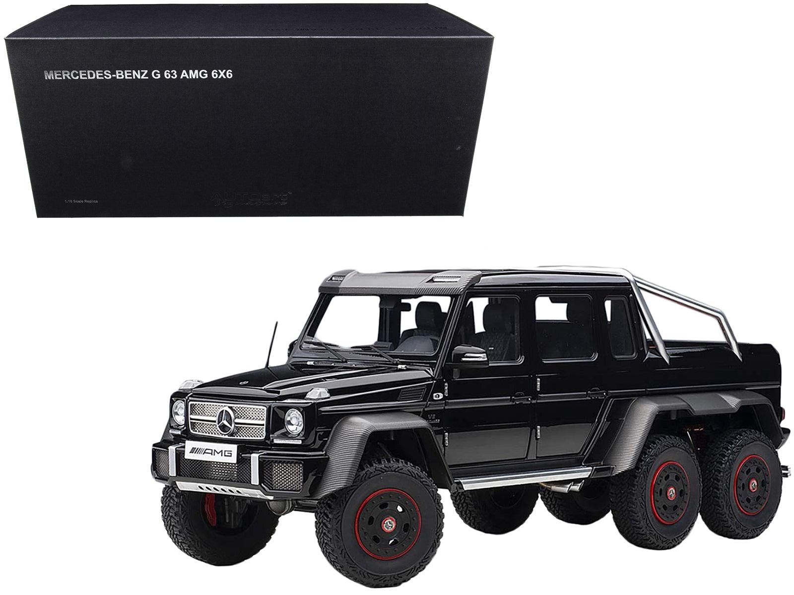 Mercedes Benz G63 AMG 6x6 Gloss Black with Carbon Accents 1/18 Model Car by Autoart-DiecastModeler.com