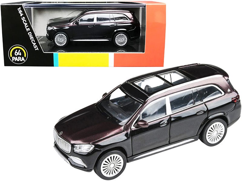 Mercedes-Maybach GLS 600 with Sunroof Rubellite Red and Obsidian Black Metallic 1/64 Diecast Model Car by Paragon-DiecastModeler.com