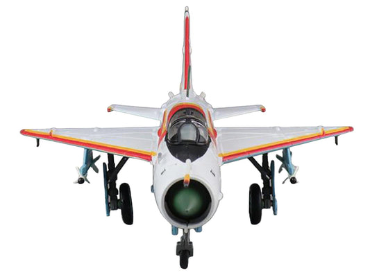 Mikoyan-Gurevich MIG-21SPS "The White Shark" Fighter Aircraft "22+02 JG-1 Drewitz Air Base Germany" (1990) "Air Power Series" 1/72 Diecast Model by Hobby Master-DiecastModeler.com