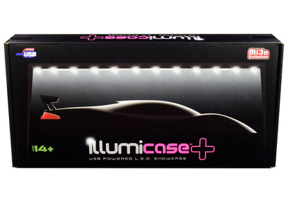 Black Collectible Display Show Case Illumicase+ with LED Lights and Mirror Base and Back for 1/64 1/43 1/32 1/24 1/18 Scale Models by Illumibox