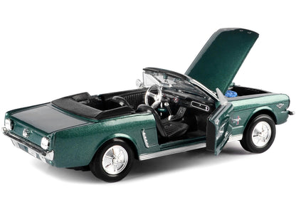 1964 1/2 Ford Mustang Convertible Green Metallic 1/24 Diecast Model Car by Motormax-DiecastModeler.com