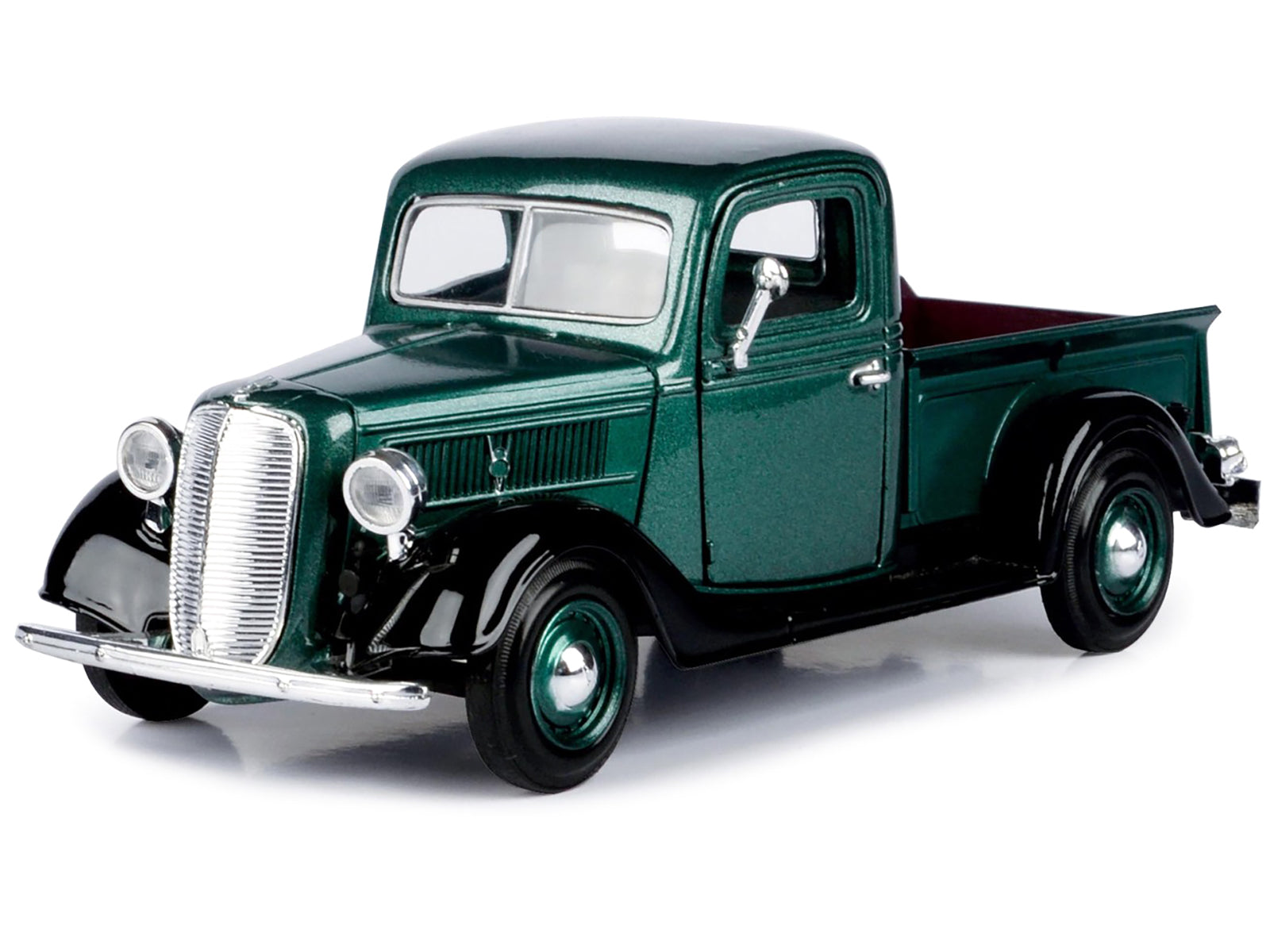1937 Ford Pickup Truck Green and Black 1/24 Diecast Model Car by Motormax-DiecastModeler.com