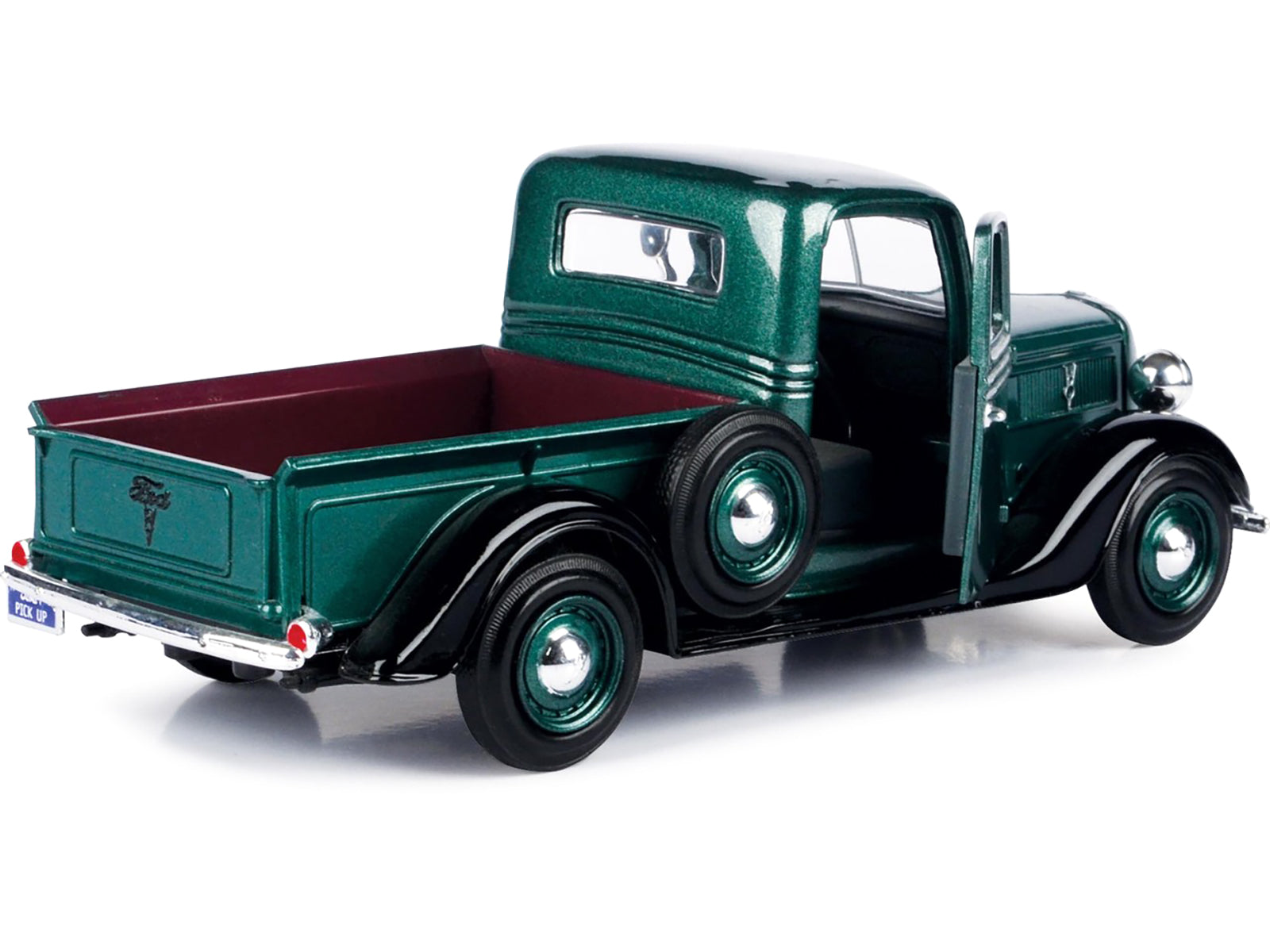 1937 Ford Pickup Truck Green and Black 1/24 Diecast Model Car by Motormax-DiecastModeler.com