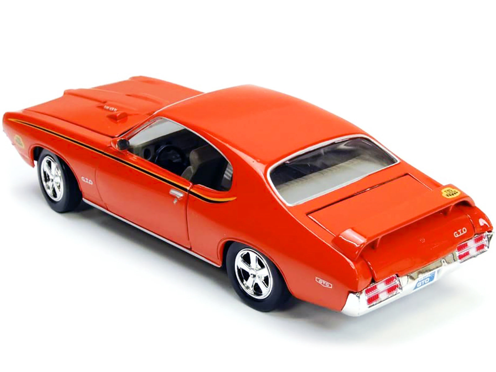 1969 Pontiac GTO Judge Orange with Stripes 1/24 Diecast Model Car by Motormax-DiecastModeler.com