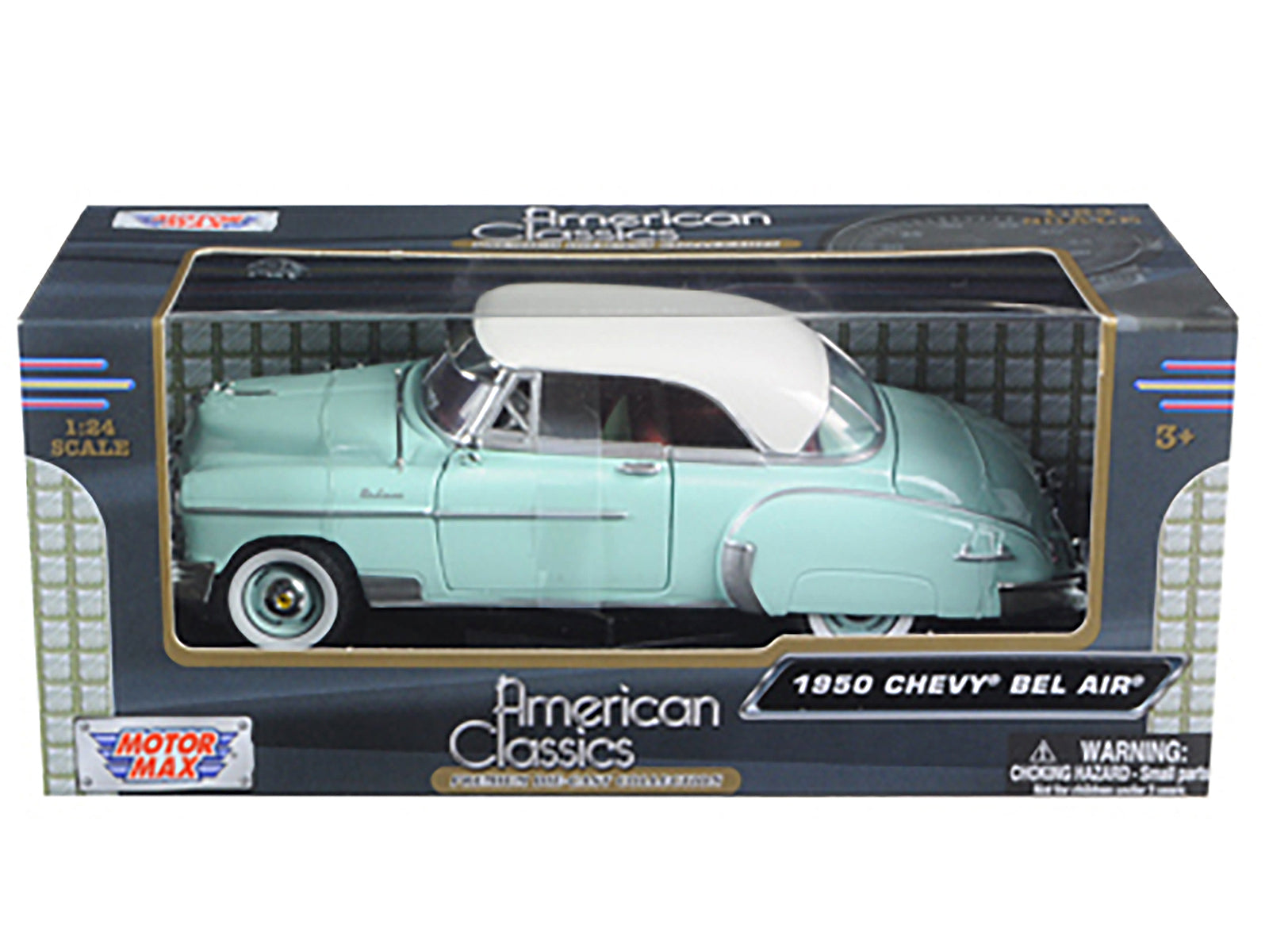 1950 Chevrolet Bel Air Green with Cream Top 1/24 Diecast Model Car by Motormax-DiecastModeler.com