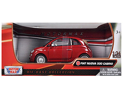 Fiat 500 Nuova Cabrio Red 1/24 Diecast Model Car by Motormax