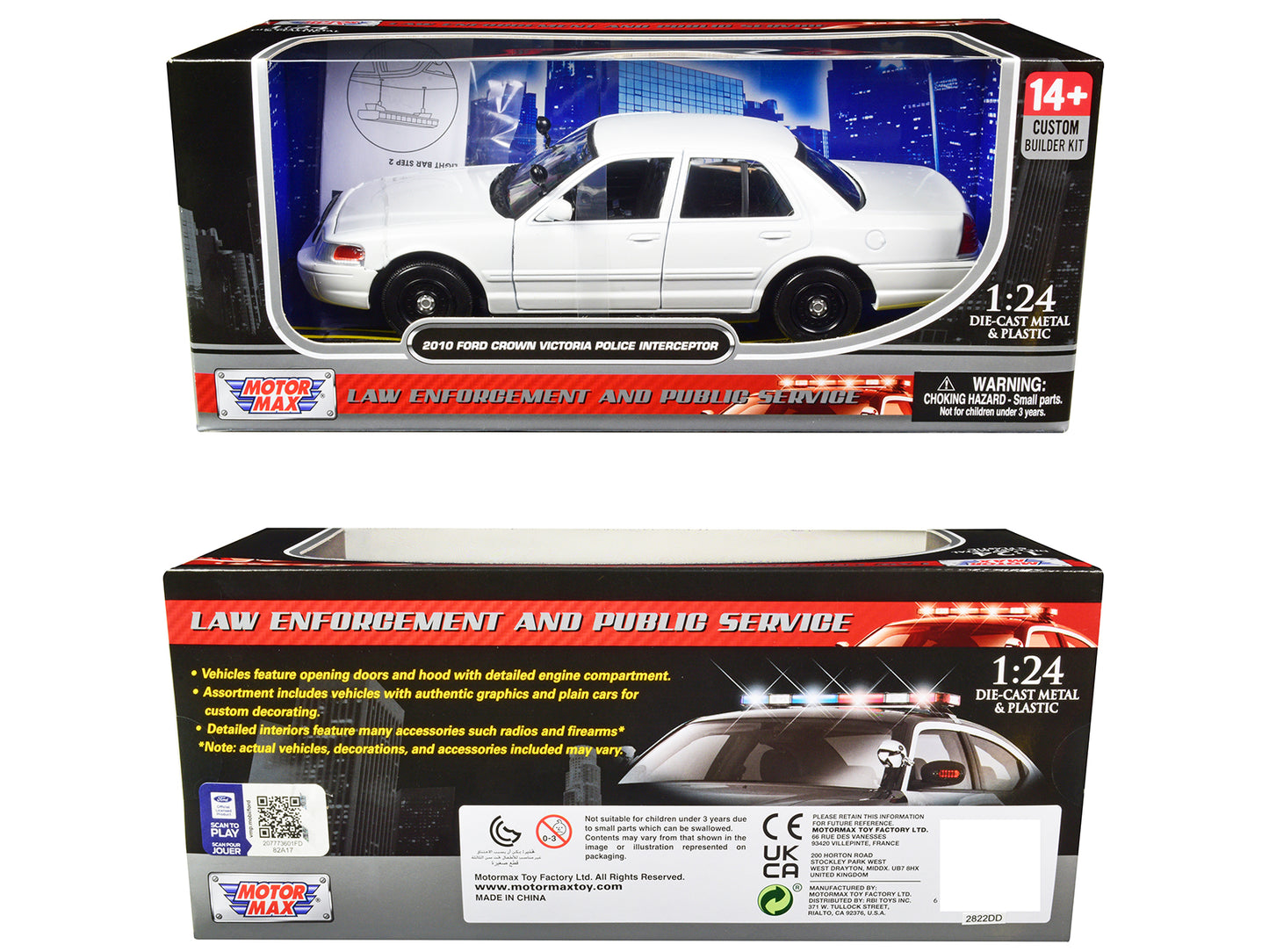 2010 Ford Crown Victoria Police Interceptor Unmarked White "Custom Builder's Kit" Series 1/24 Diecast Model Car by Motormax