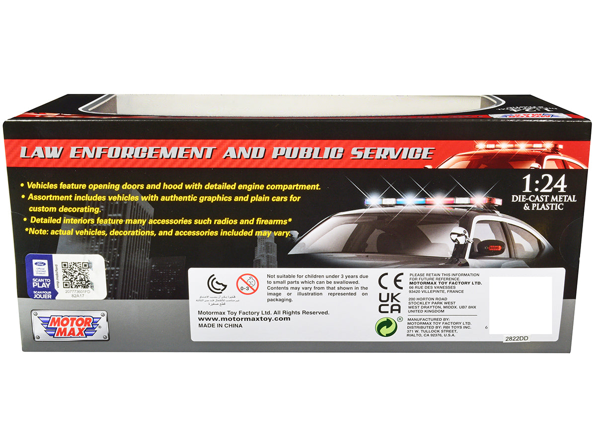 2010 Ford Crown Victoria Police Interceptor Unmarked White "Custom Builder's Kit" Series 1/24 Diecast Model Car by Motormax