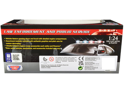 2010 Ford Crown Victoria Police Interceptor Unmarked White "Custom Builder's Kit" Series 1/24 Diecast Model Car by Motormax
